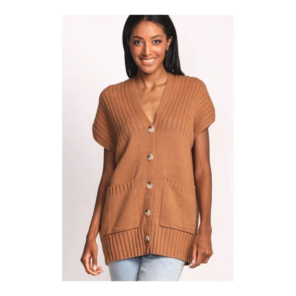 Pink Martini Desiree Button Cardigan Women's XXS - Brown - NWT Coastal Grandma